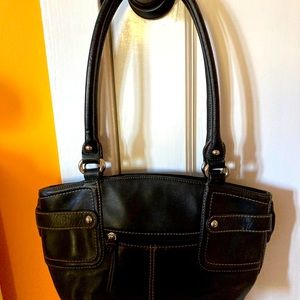 Black Medium Tignanello Satchel Handbag